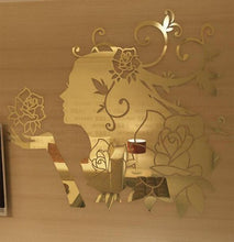 Cargar imagen en el visor de la galería, Pegatinas de pared de espejo acrílico de hada de las flores, pegatinas de pared 3D para dormitorio, sala de estar, hogar, pegatinas de decoración atística de pared DIY