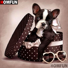 Charger l&#39;image dans la galerie, HOMFUN plein carré/rond perceuse 5D bricolage diamant peinture &quot;Animal chien&quot; 3D diamant broderie point de croix décor à la maison A19876