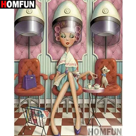 HOMFUN plein carré/rond perceuse 5D bricolage diamant peinture 