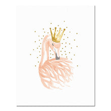 Carica l&#39;immagine nel visualizzatore della Galleria, Decorazione della camera da letto della ragazza della scuola materna Piuma di fenicottero Wall Art Canvas Poster e stampa Cartoon Painting Immagini a parete per soggiorno