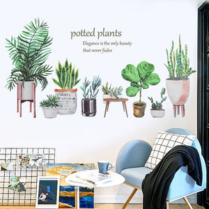 Pflanzen Wandaufkleber Grüne Blätter Wandtattoos Tapeten DIY Vinyl Wandbilder für Kinderzimmer Wohnzimmer Ostern Wanddekoration