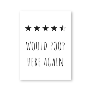 Funny Bathroom Print Would Poop Here Again Bathroom Decor ,Poop Review Sign Toilet Poster Art Canvas Painting Picture Decoration