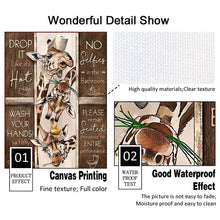 Carica l&#39;immagine nel visualizzatore della Galleria, Regole della toilette Arte della parete Tela Pittura Divertente Bagno Animale Mucca Asino Giraffa Poster e stampe Immagine Bagno Decorazioni per la casa