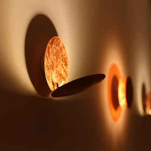 Креативный настенный светильник Moon Eclipse для прохода, коридор, прикроватный настенный светильник для гостиной, круглый золотой медный светодиодный настенный бра