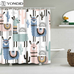 Badvorhang mit Alpaka-Muster, wasserdicht, Duschvorhang, Polyester, Cartoon-Bad, Siebdruck, Vorhang für Badezimmer, Heimdekoration