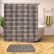 Charger l&#39;image dans la galerie, Rideaux de douche en bois 3D rideaux de douche en tissu imperméable avec crochets rideau de salle de bain rideau de bain drôle ou tapis