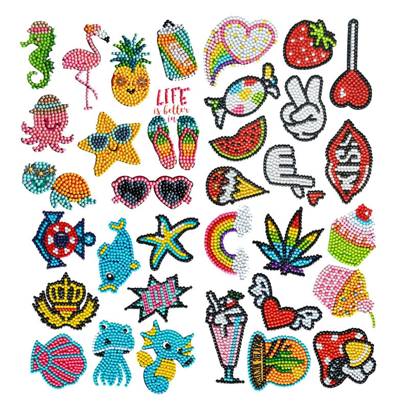 Diamond Painting Stickers Kids 5D DIY Art Craft Animal & Sea World Painting with Diamonds Paint by Numbers for Children