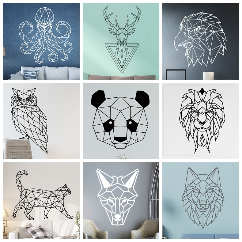 Creative Geometry of the animal Wall Art Sticker Modern Wall Decals For Kids Room Vinyl Stickers Living Room Company Mural