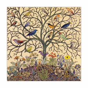 Tree of Life Tropical Songbirds Art Canvas Print Vintage Poster Antique Exotic Birds Nature Wall Art Canvas Painting Picture
