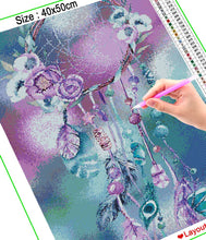 Charger l&#39;image dans la galerie, HOMFUN 5D Diamant &quot;Plume vent carillon&quot; Diamant Broderie Plein Rond/Carré Diy Diamant Peinture Point De Croix Décor À La Maison A27740