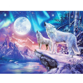 5D DIY cuadrado completo/redondo diamante pintura nieve Lobo diamante bordado animales hogar Decoración regalo mosaico invierno paisaje patrón