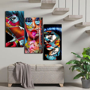 Graffiti Women Portrait Oil Painting Posters and Prints Wall Decor for Living Room Canvas Painting Wall Art Picture Home  Decor
