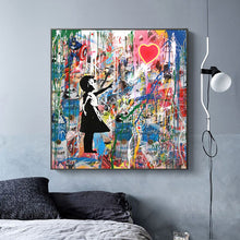 Carica l&#39;immagine nel visualizzatore della Galleria, Street Graffiti Art Banksy Art Pop Art Canvas Painting Cuadros Poster Wall Art for Living Room Home Decor (No Frame)