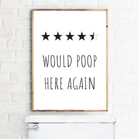 Divertida impresión de baño haría caca aquí de nuevo decoración de baño, cartel de revisión de caca cartel de inodoro arte lienzo pintura decoración de imagen