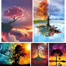 DIY 5D diamante pintura paisaje árbol fantasía punto de cruz Kit completo taladro cuadrado bordado mosaico arte imagen hogar Decoración regalo