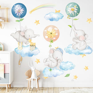 Pegatinas de pared de elefante de dibujos animados para habitación de niños, decoración de pared de jardín de infantes, calcomanías de vinilo de PVC ecológicas para pared, pegatina, Mural, decoración del hogar
