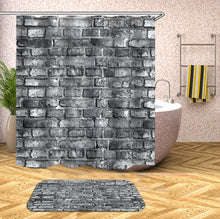 Charger l&#39;image dans la galerie, Rideaux de douche en bois 3D rideaux de douche en tissu imperméable avec crochets rideau de salle de bain rideau de bain drôle ou tapis