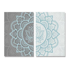 Загрузите изображение в программу просмотра галереи, Синий Серый Мандала Холст Картина Плакат Бохо Цветочный Узор Дзен Настенный Художественный Принт Нейтральный Приглушенный Настенный Декор для Йоги для Гостиной