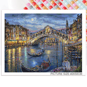 Diy 5d pintura de diamante completo bordado paisaje Venecia agua ciudad punto de cruz cuadrado redondo taladro mosaico arte decorativo Hobby