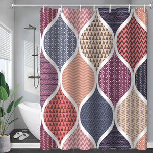 Boho Theme Blue Shower Curtains Bathroom Accessories Cute 3D Print Waterproof Fabric With Hooks Geometric Pattern Decor Curtain