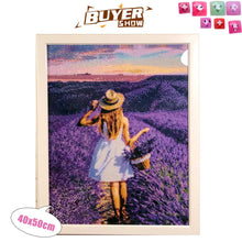 Load image into Gallery viewer, Huacan 5d Diamond Painting Girl New Arrivals Embroidery Lavender Mosaic Cross Stitch Flower Home Decor Diamond Art