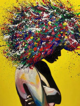 Laden Sie das Bild in den Galerie-Viewer, Afrikanische schwarze Frau Graffiti Kunst Poster und Drucke Abstrakte afrikanische Mädchen Leinwand Gemälde an der Wand Kunst Bilder Wanddekoration