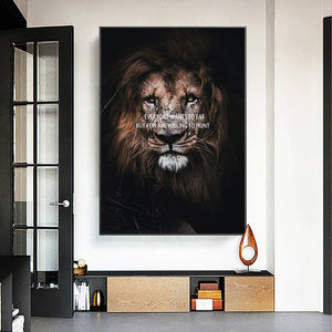Thunder Lion Letter Motivational Quote Art Posters Wild Lions Canvas Painting Modern Wall Art Pictures For Office Home Decor