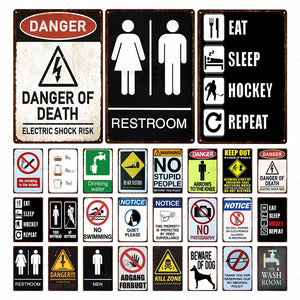 Vintage Metal Poster Toilet Tin Plate Metal Plaque Notice Signs Restroom Wc Swimming Pool Sign Bar Wall Decor Iron Painting