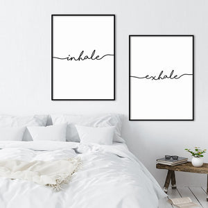 Inhale Exhale Letters Poster Nordic Minimalist Canvas Art Prints Painting Wall Art Decorative Picture Living Room Home Decor