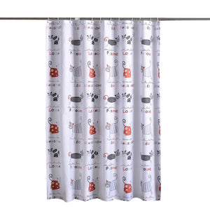 YOMDID Cartoon Bath Curtain Cute Cat Pattern Shower Curtains Bathroom Waterproof Thickened Polyester Cloth with 12 Pcs Hooks