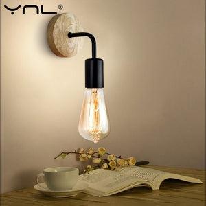 Деревянный настенный светильник, винтажный бра, настенный светильник E27, 110 В, 220 В, прикроватная ретро-лампа, промышленный декор, светильник для столовой, спальни