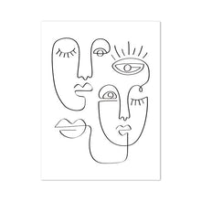 Carica l&#39;immagine nel visualizzatore della Galleria, Stampa artistica di un volto a linea singola Poster minimalista Volto di donna Disegno a una linea Arte della parete neutra Pittura su tela Decorazione della parete della stanza di casa