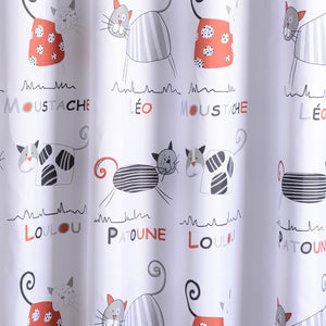 Cortina de baño de dibujos animados YOMDID, cortinas de ducha con patrón de gato bonito, tela de poliéster gruesa impermeable para baño con ganchos de 12 Uds