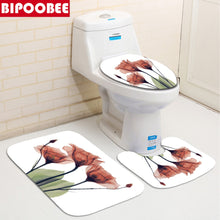 Загрузите изображение в программу просмотра галереи, Красочные тюльпаны, цветы лотоса, деревья, наборы занавесок для душа, нескользящие коврики, крышка для унитаза и коврик для ванной, водонепроницаемые занавески для ванной комнаты