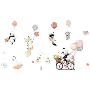 Pegatinas de pared de animales con globos de dibujos animados para niños, decoración de pared de habitaciones de niños, calcomanías de vinilo extraíbles, decoración del hogar para guardería, murales de arte