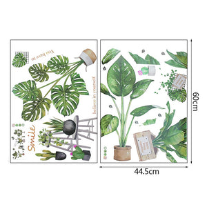 Pflanzen Wandaufkleber Grüne Blätter Wandtattoos Tapeten DIY Vinyl Wandbilder für Kinderzimmer Wohnzimmer Ostern Wanddekoration