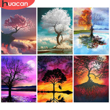 Carica l&#39;immagine nel visualizzatore della Galleria, HUACAN Full Square 5D Pittura Diamante DIY Sakura Albero Vulcano Diamante Ricamo Paesaggio Punto Croce Strass Mosaico