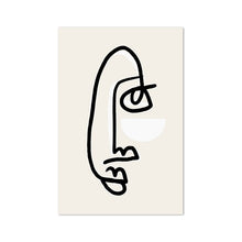 Carica l&#39;immagine nel visualizzatore della Galleria, Stampa artistica di un volto a linea singola Poster minimalista Volto di donna Disegno a una linea Arte della parete neutra Pittura su tela Decorazione della parete della stanza di casa