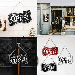 Double-sided Open Closed License Plate Store Wall Decor Restrooms Tin Sign Vintage Road Guide Metal Sign Painting Plaques Poster
