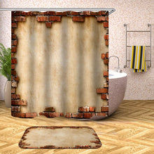 Charger l&#39;image dans la galerie, Rideaux de douche en bois 3D rideaux de douche en tissu imperméable avec crochets rideau de salle de bain rideau de bain drôle ou tapis