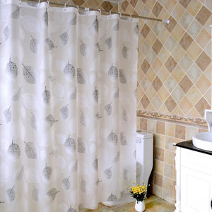 K-water Nature Tende da doccia per cucina Moda Foglie grigie Arte romantica Impermeabile per bagno con ganci per bagno