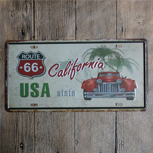 Placa de Metal Route 66, placa Vintage, decoración de café, barra de señal Retro, póster artístico de pared decorativo, decoración del hogar, 15x30cm