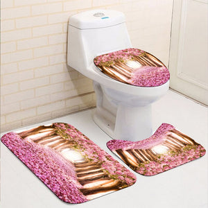 Ensemble de rideau de douche de bain imperméable avec 12 crochets couvre-toilettes tapis de bain pour salle de bain tapis antidérapant tapis accessoires de salle de bain