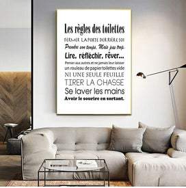 Póster Artístico impreso en lienzo con reglas de baño francés, lienzo de baño para el hogar, póster de pintura, Arte de la pared Decoración de Francia