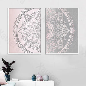 Gradient Pink Gray Mandala Abstract Canvas Poster Boho Wall Art  Print Painting Decorative Picture Modern Living Room Decoration