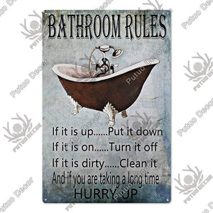 Putuo Decor Toilet Sign Vintage Funny Metal Tin Sign WC Lavatory Toilettes Wall Art Bathroom Restroom Toilet Wall Decoration