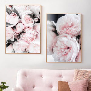 Cherry Blossoms Peony Carnation Flower Mountain Nordic Posters And Prints Wall Art Canvas Painting Wall Pictures For Living Room
