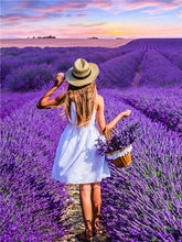 Load image into Gallery viewer, Huacan 5d Diamond Painting Girl New Arrivals Embroidery Lavender Mosaic Cross Stitch Flower Home Decor Diamond Art
