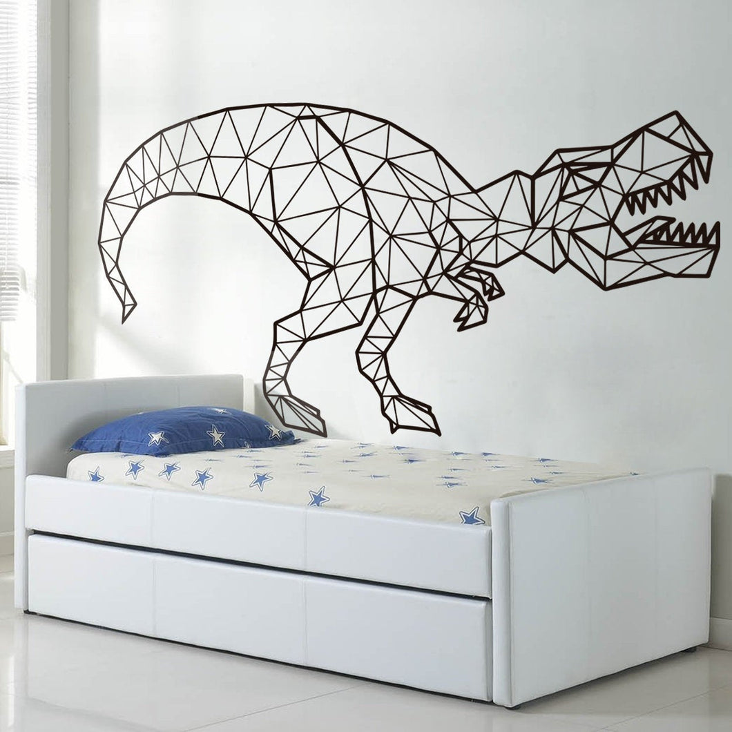 Pegatinas de pared de tiranosaurio geométrico, calcomanías de pared de dinosaurio para decoración de habitación de bebé, arte de pared, regalo de dormitorio para decoración de habitación de niños