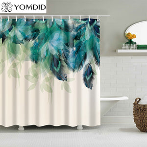 Cortina de baño de fibra de poliéster YOMDID, Cortina de ducha impresa en 3d con 12 ganchos para la decoración del baño del hogar, Cortina de ducha
